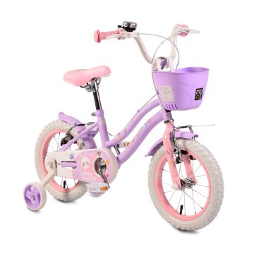 Детски велосипед с помощни колела 14&quot;лилаво - 1483