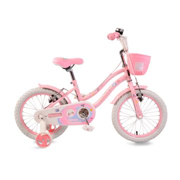 Детски велосипед с помощни колела 16&quot; розово - 1683
