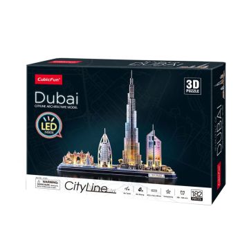 Пъзел 3D City Line Dubai 182ч. с LED светлини CubicFun L523h