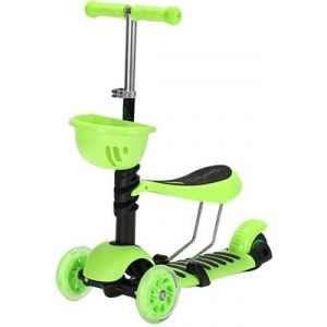 Тротинетка/скутер със седалка и светещи гуми зелена