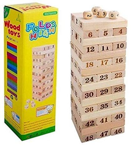 Занимателна дървена игра с цифри Дженга