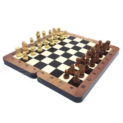 Класически дървен шах и табла 3 в 1 среден