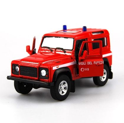 Металeн автомобил с отварящи се врати Land Rover Defender Fire -1:34 Welly 