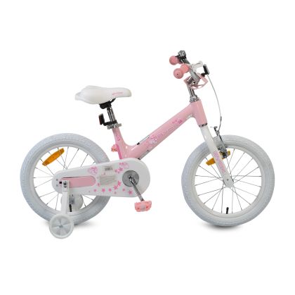Детски магнезиев велосипед с помощни колела 16" MG розов