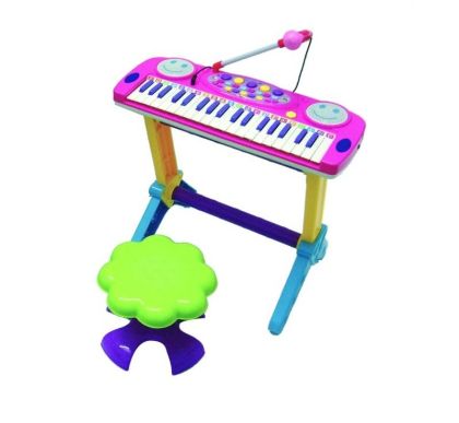 Пиано на стойка със столче и микрофон 