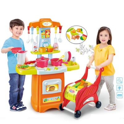 Детска музикална кухня с количка за пазаруване