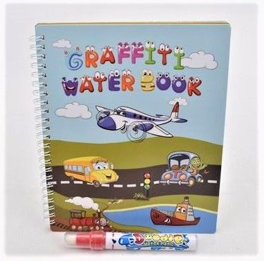 Книжка за оцветяване с вода Magic Aqua с водна писалка, Graffiti