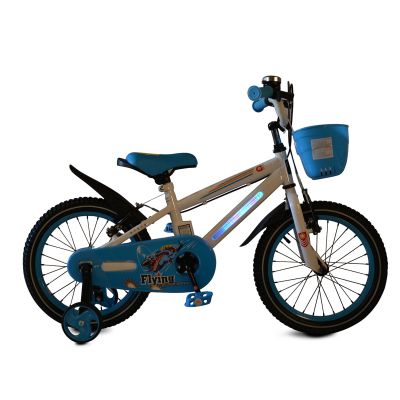 Детски велосипед със спомагателни колела 16" със светеща рамка - 1690 син