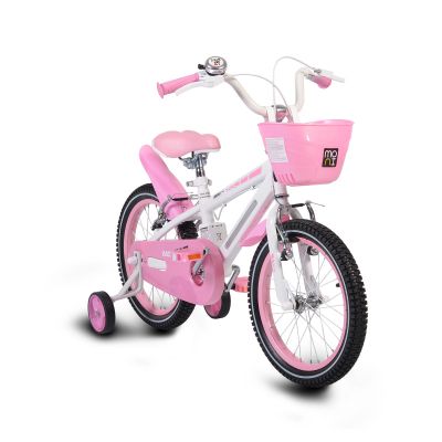 Детски велосипед със спомагателни колела 16" със светеща рамка - 1690 розов