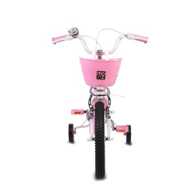 Детски велосипед със спомагателни колела 16" със светеща рамка - 1690 розов