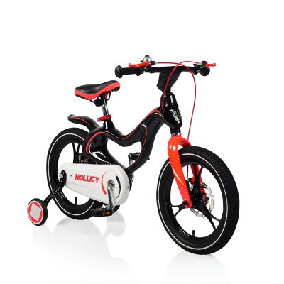 Детски магнезиев велосипед с помощни колела Moni 16", черен