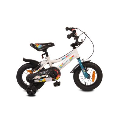 Детски велосипед със спомагателни колела 12" Byox Prince бял new