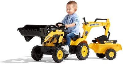 Детски трактор с гребло и ремарке Komatsu FALK 2076N