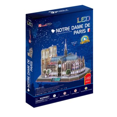 3D Пъзел с LED светлини NOTRE DAME De PARIS CubicFun, L173h