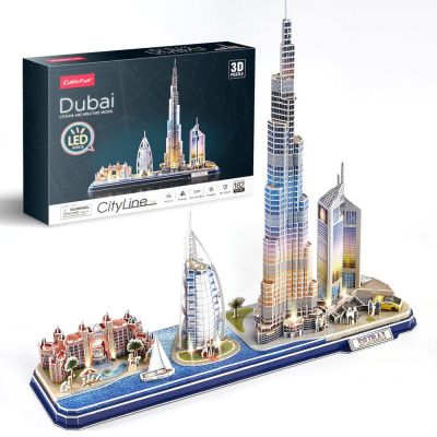 Пъзел 3D City Line Dubai 182ч. с LED светлини CubicFun L523h