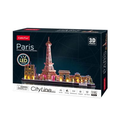 Пъзел 3D City Line Paris 115ч. с LED светлини CubicFun L525h