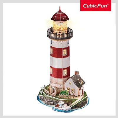 3D Пъзел Морски фар Lighthouse Night Edition с LED светлини CubicFun L540h