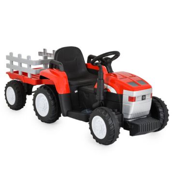 Детски акумулаторен трактор с ремaрке Dallas червен