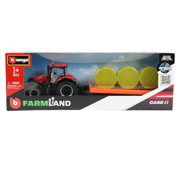 Трактор с ремарке Case с бали Burago