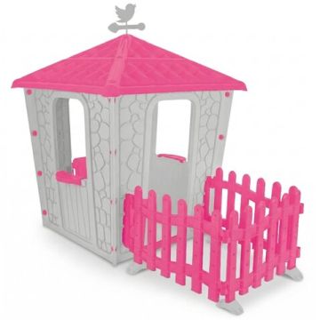 Градинска каменна къща с ограда Pilsan 06443 сив/розов