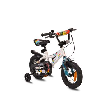 Детски велосипед със спомагателни колела 12" Byox Prince бял new