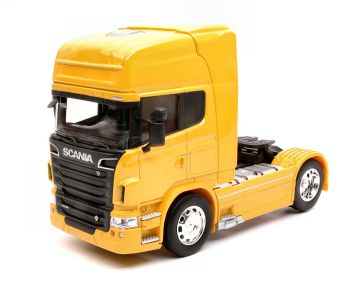 Метален камион влекач Scania V8 R730 Welly 1/32 жълт