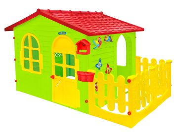 Детска градинска къща с ограда и дъска за рисуване Mochtoys 12243