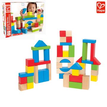 Комплект цветни дървени кубчета 50 броя Hape H0409