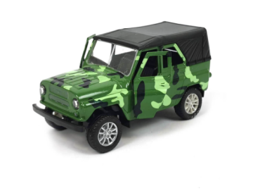 Метална кола Джип Уаз с отварящи се врати 1:32 военна зелена