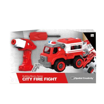 Пожарникарска кола за сглобяване с винтоверт CITY FIRE FIGHT B386