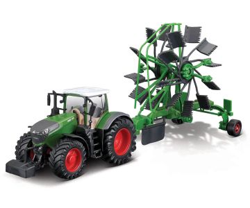 Трактор с ремарке Fendt 1050 Vario сенообръщач Burago