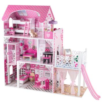 Дървена къща за кукли 3 нива и тераса Виктория Wooden TL49059 