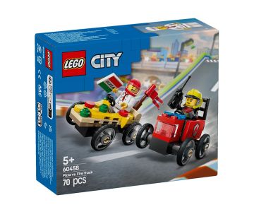 Конструктор LEGO City 60458 Камион за пица срещу пожарна кола Комплект състезателни коли