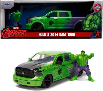 Метален джип пикап Ram 1500 с фигурка Hulk Jada 253225029 - 1:24 