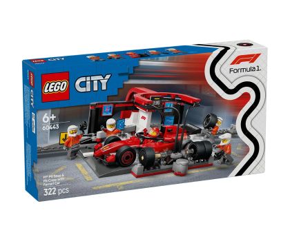 Конструктор Питстоп и механици от F1 с кола Ferrari LEGO City 60443 
