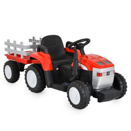 Детски акумулаторен трактор с ремaрке Dallas червен