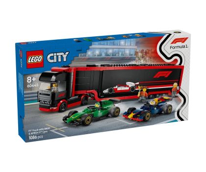 Конструктор LEGO City 60445 Камион от F1 с коли RB20 и AMR24 от F1
