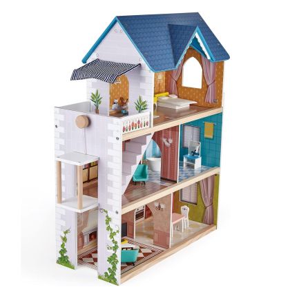 Дървена къща за кукли с LED светлина Hape H841432