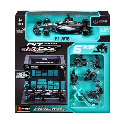 Комплект кола Mercedes AMG W16 #63 с Бокс 1:43 Bburago 38458