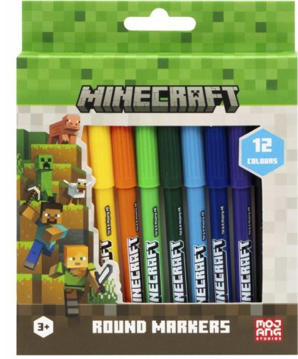 Кръгли флумастери MINECRAFT 12 цвята Astra
