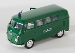 Метална кола Welly Volkswagen 1963 T1 Bus Polizei 1:34