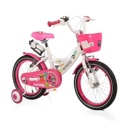Детски велосипед със спомагателни колела 16'' MONSTER 1681 розов