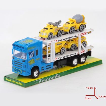 Детски камион автовоз със строителни машини