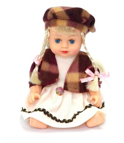 Кукла пееща и говореща на български език кафява шапка