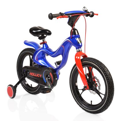 Детски магнезиев велосипед с помощни колела Moni 16", син