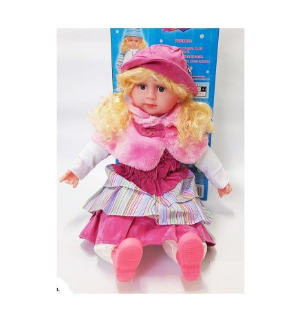 Интерактивна кукла Мелиса пееща и говореща играчка 60 см розово със синьо