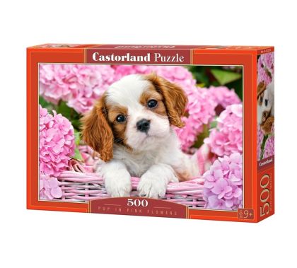 Пъзел Castorland 500 части Кученце в розови цветя 52233