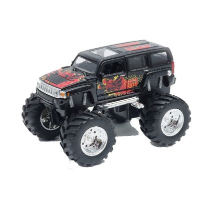 Метален джип с големи гуми Monster Truck, Hammer H3 black Welly 1:34-39