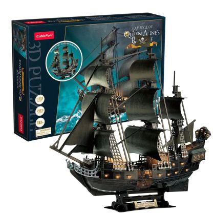 Пъзел 3D Queen Anne's Revenge 293ч. с LED светлини CubicFun L522h