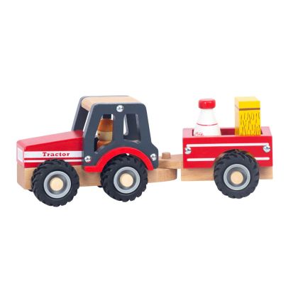 Дървен трактор с ремарке Wooden TL203007